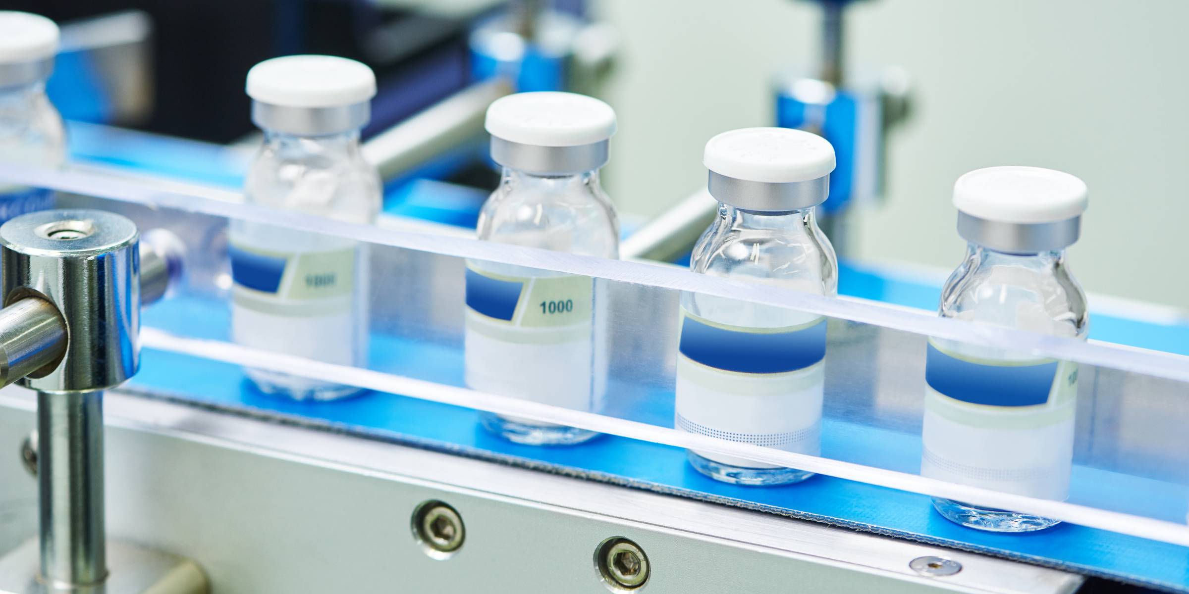 pharmaceutical bottles on conveyor