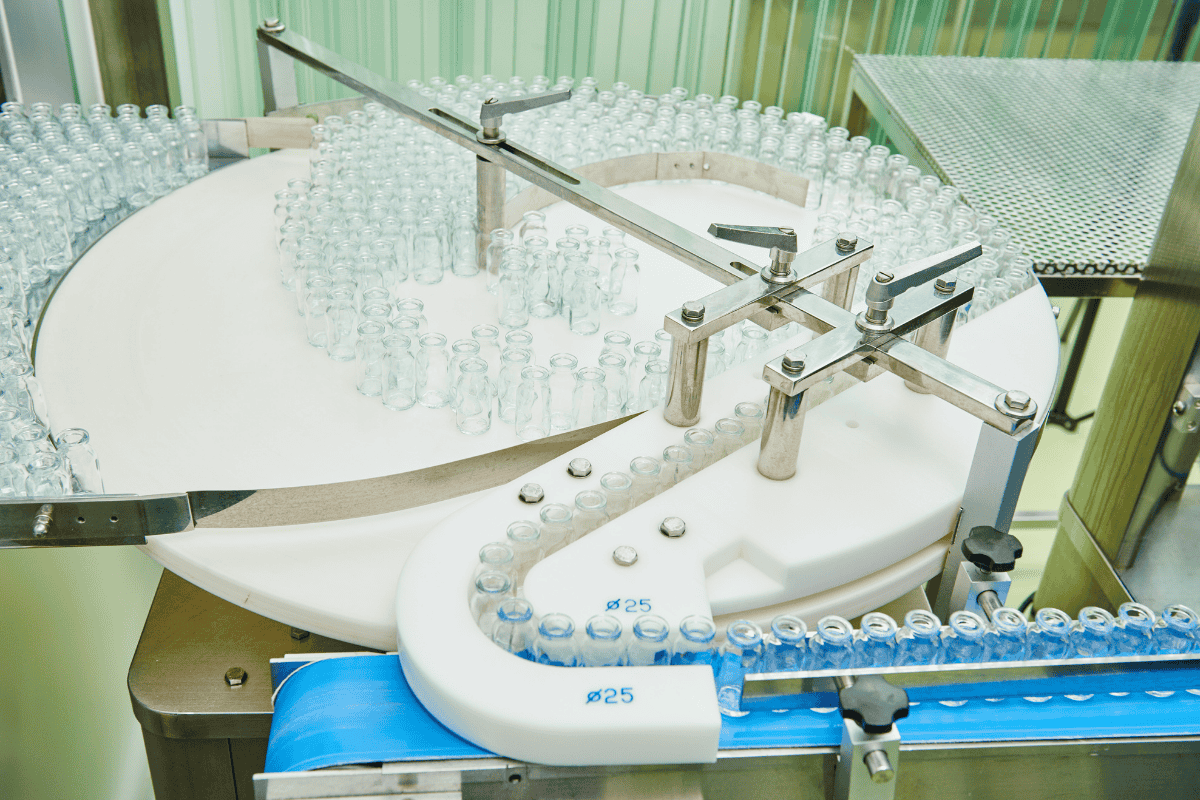 vaccines on conveyor system